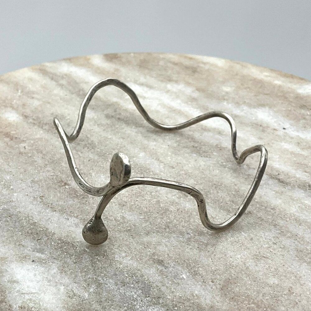 Modern Sculptural Silver-Tone Women’s Bracelet